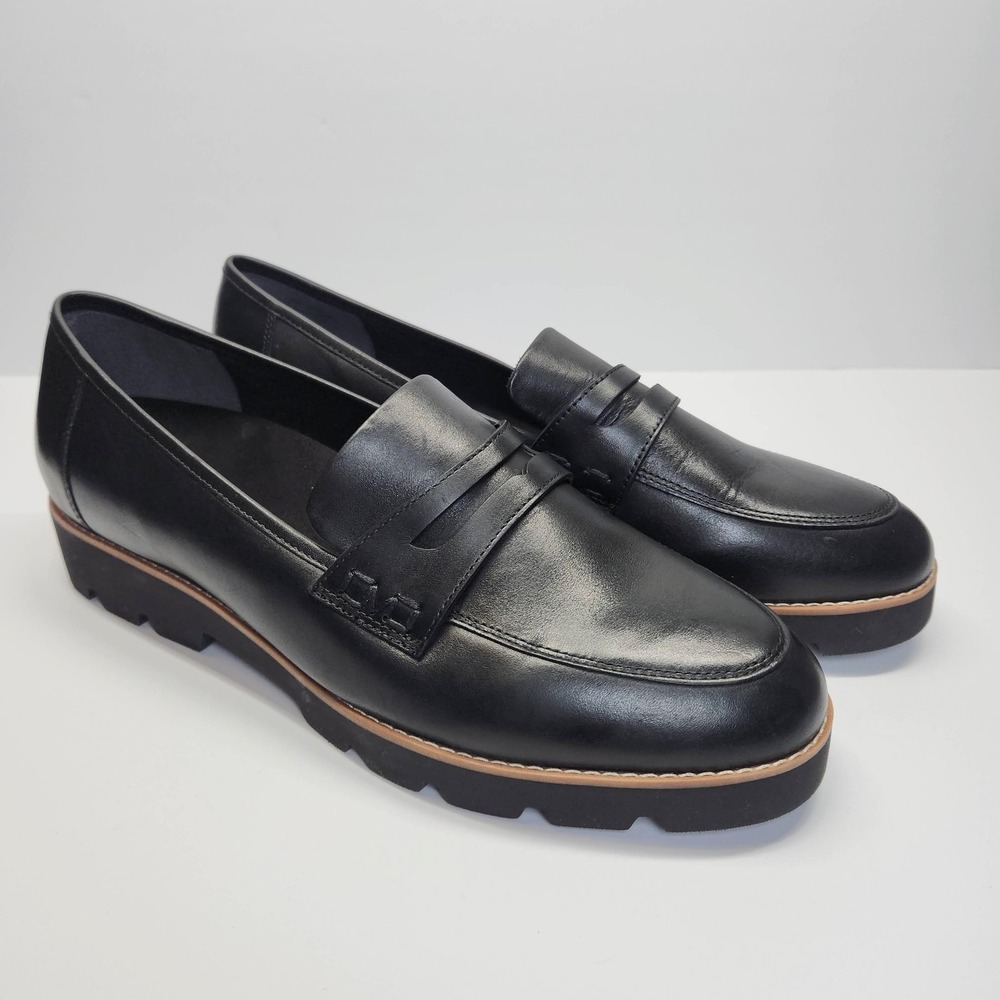 Vionic Cheryl II Shoes Womens Size 12 Black Leather Lug Sole Comfort Loafers